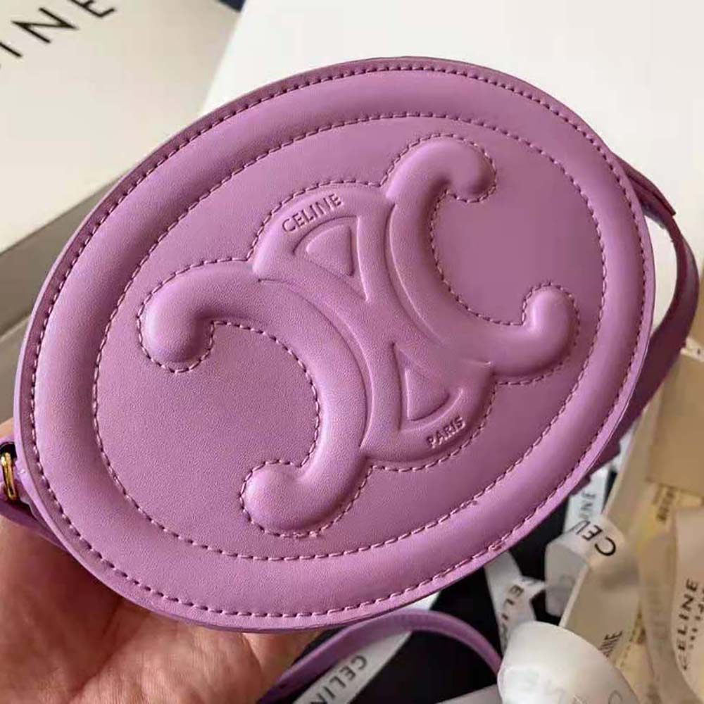 Celine Women Crossbody Oval Purse Cuir Triomphe in Smooth Calfskin-Purple - image 7