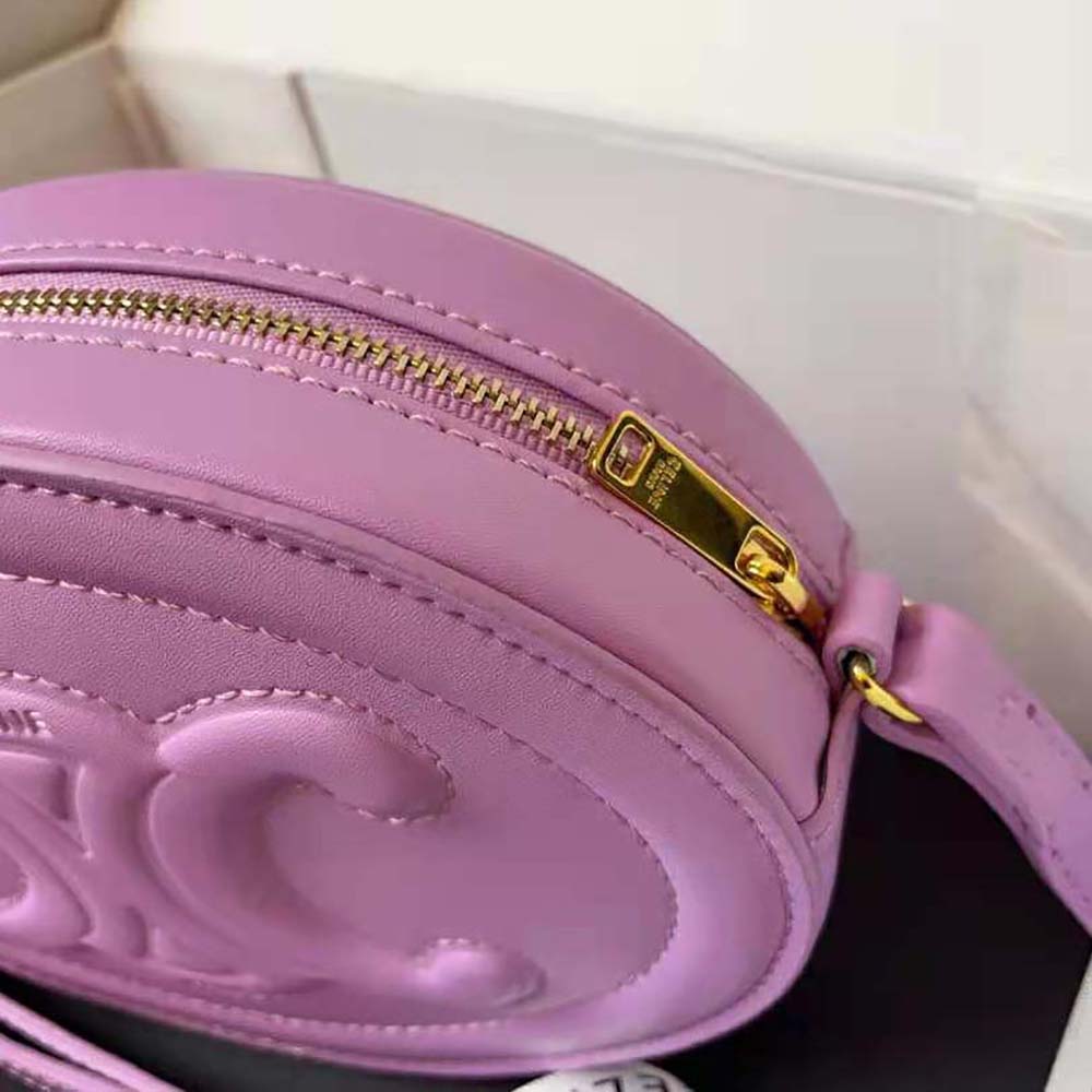 Celine Women Crossbody Oval Purse Cuir Triomphe in Smooth Calfskin-Purple - image 10