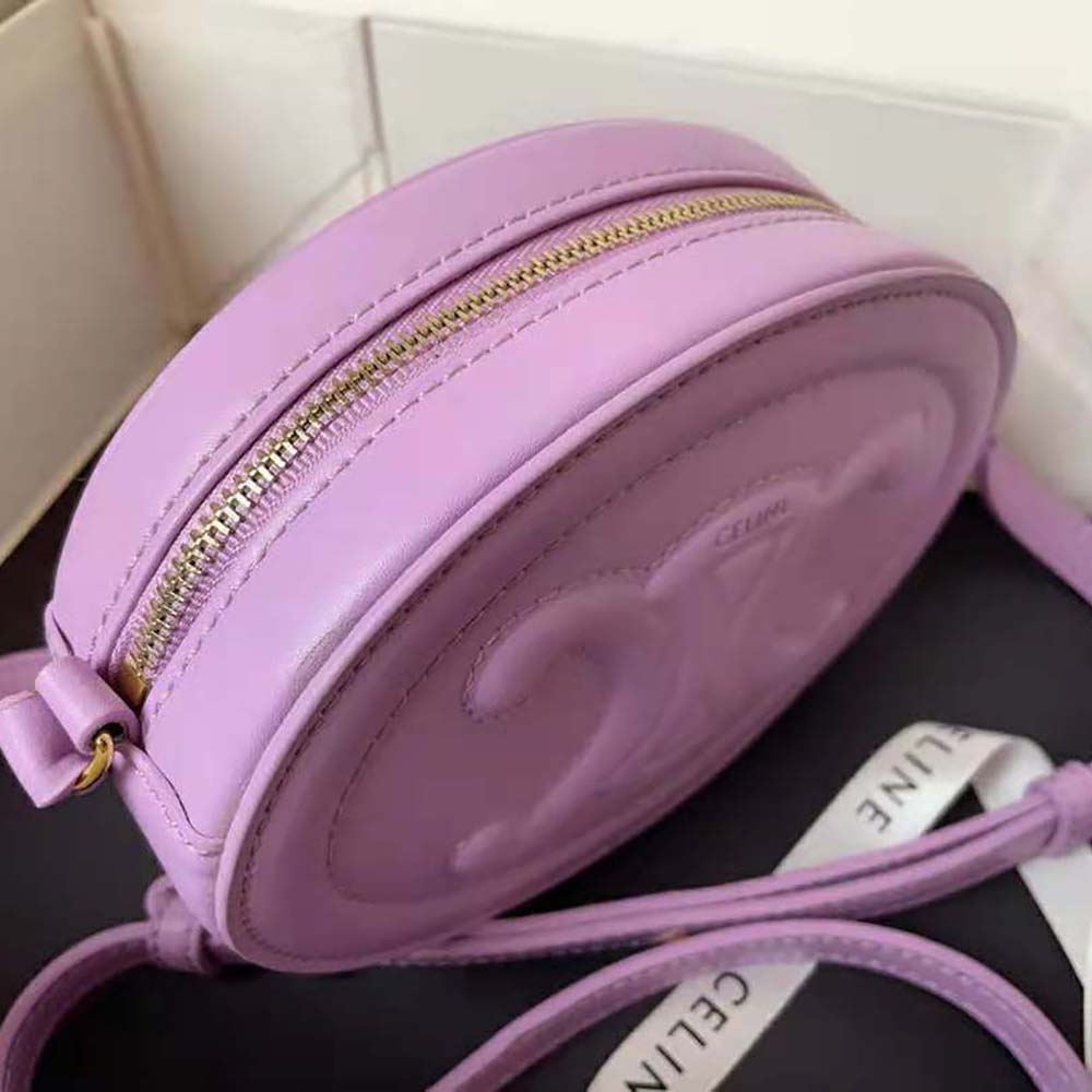 Celine Women Crossbody Oval Purse Cuir Triomphe in Smooth Calfskin-Purple - image 8