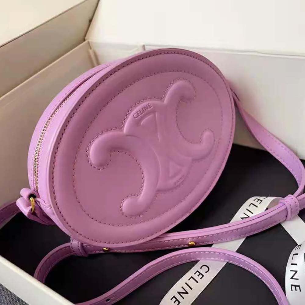 Celine Women Crossbody Oval Purse Cuir Triomphe in Smooth Calfskin-Purple - image 5