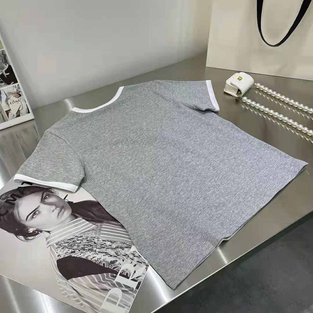 Celine Women Embroidered Celine 16 T-shirt in Cotton Jersey-Silver - image 6