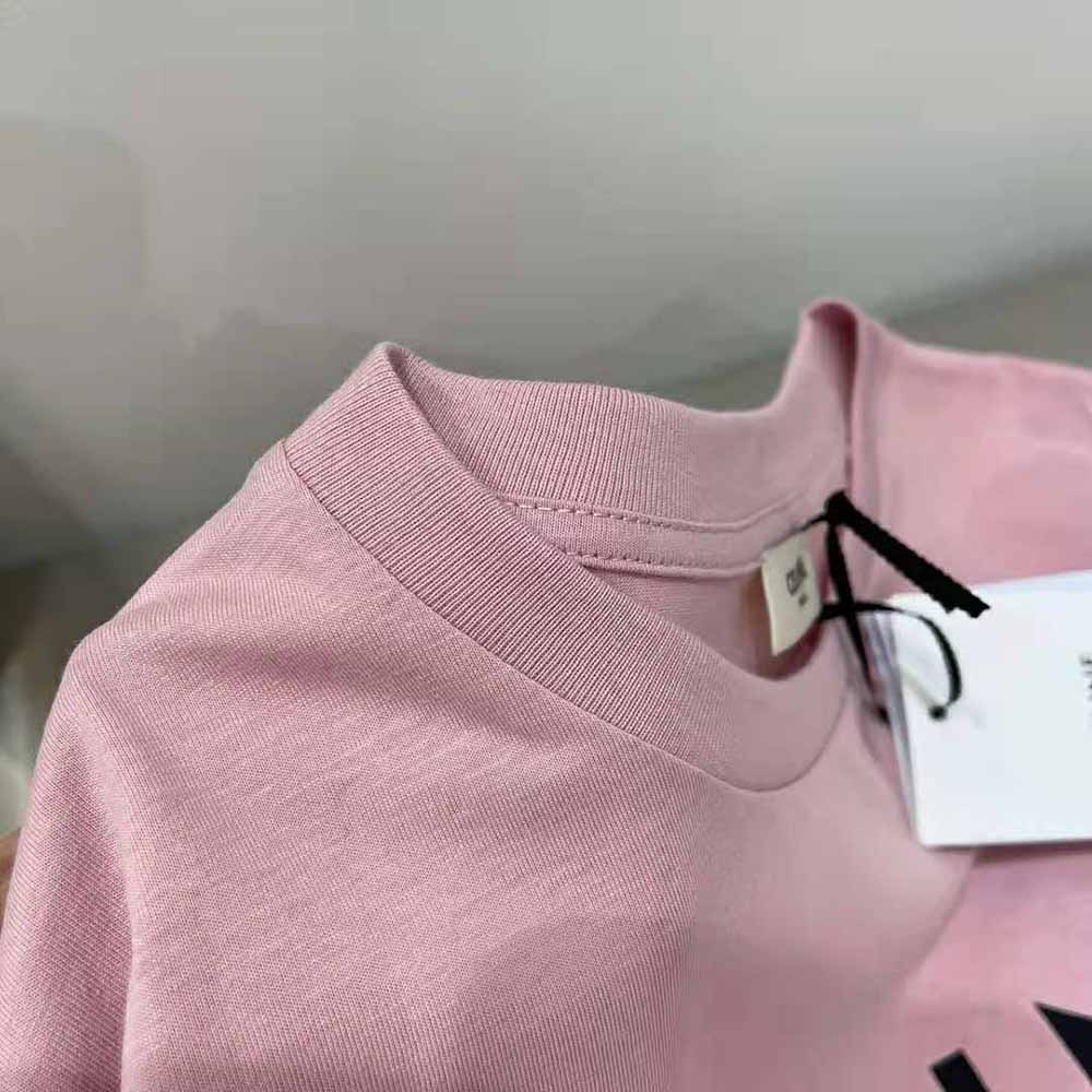 Celine Women Loose Unisex Cotton Jersey T-shirt-Pink - image 6