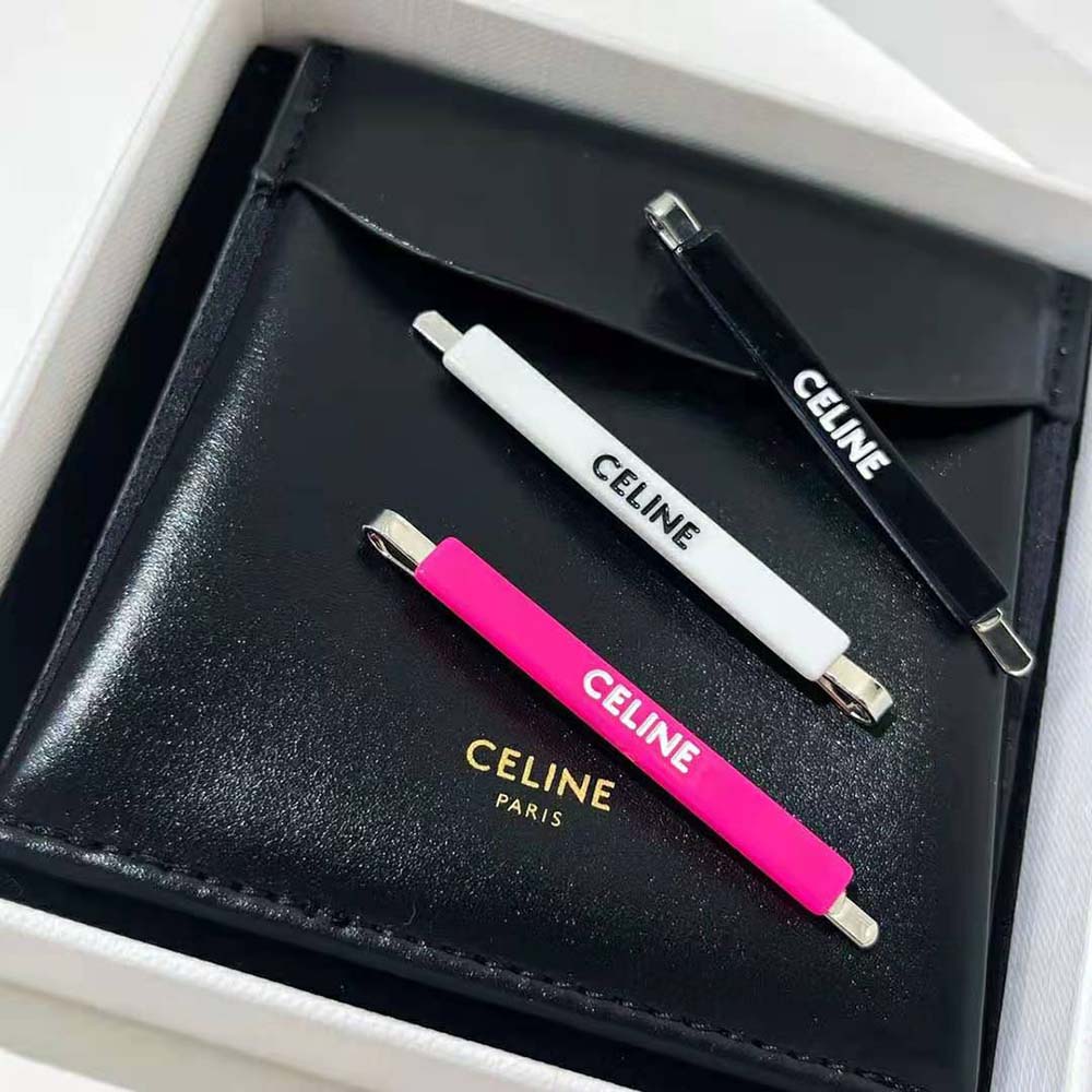 Celine Women Monochroms Set of 3 Hair Clips in Acetate and Steel - image 4