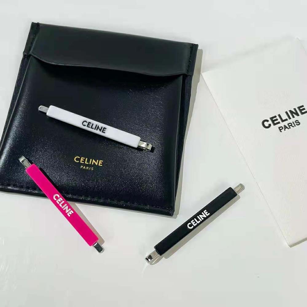 Celine Women Monochroms Set of 3 Hair Clips in Acetate and Steel - image 5
