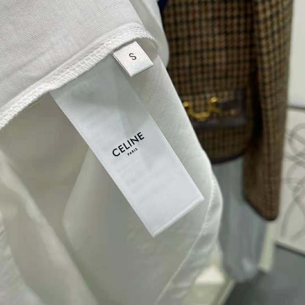 Celine Women T-shirt in Cotton Jersey-White - image 7