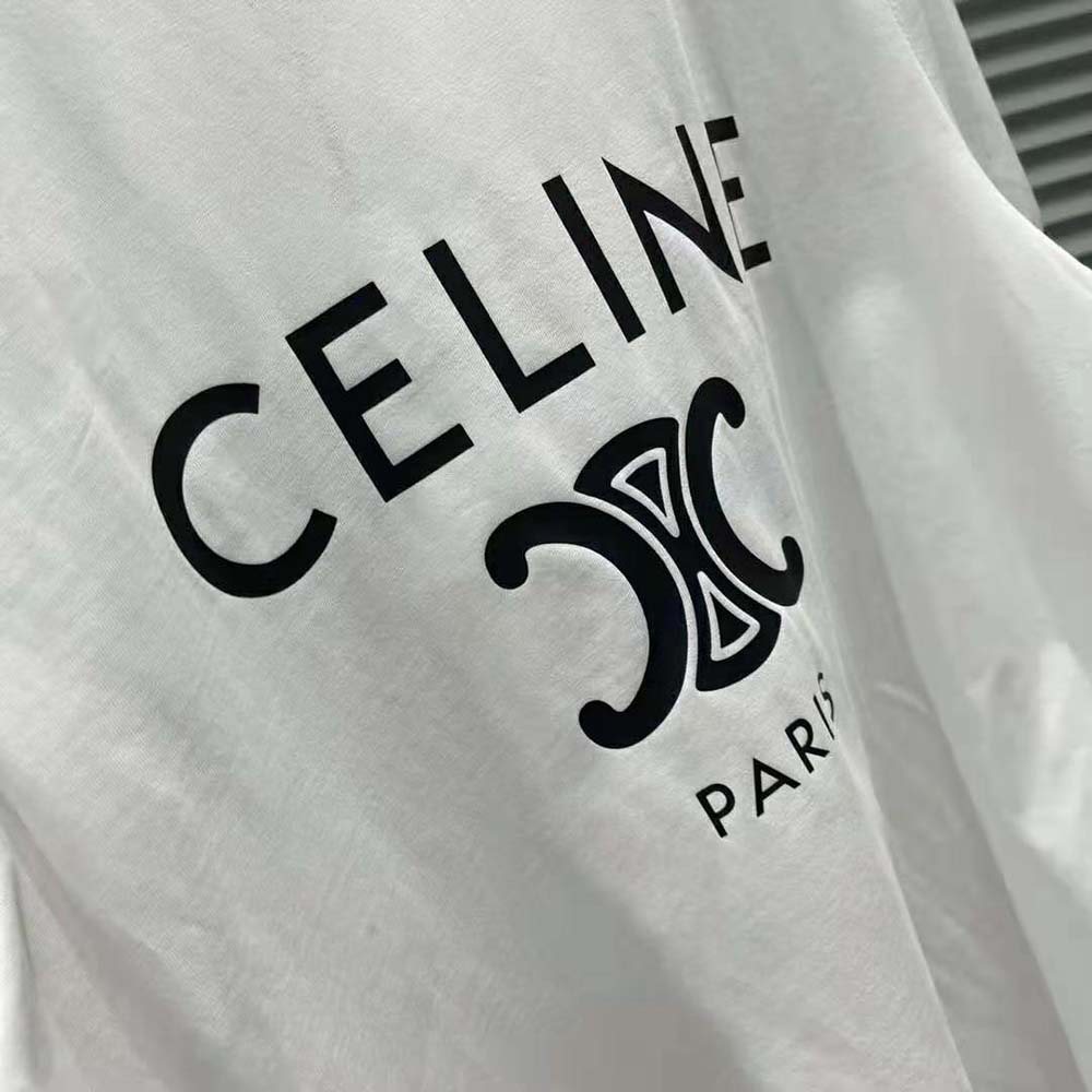 Celine Women T-shirt in Cotton Jersey-White - image 4