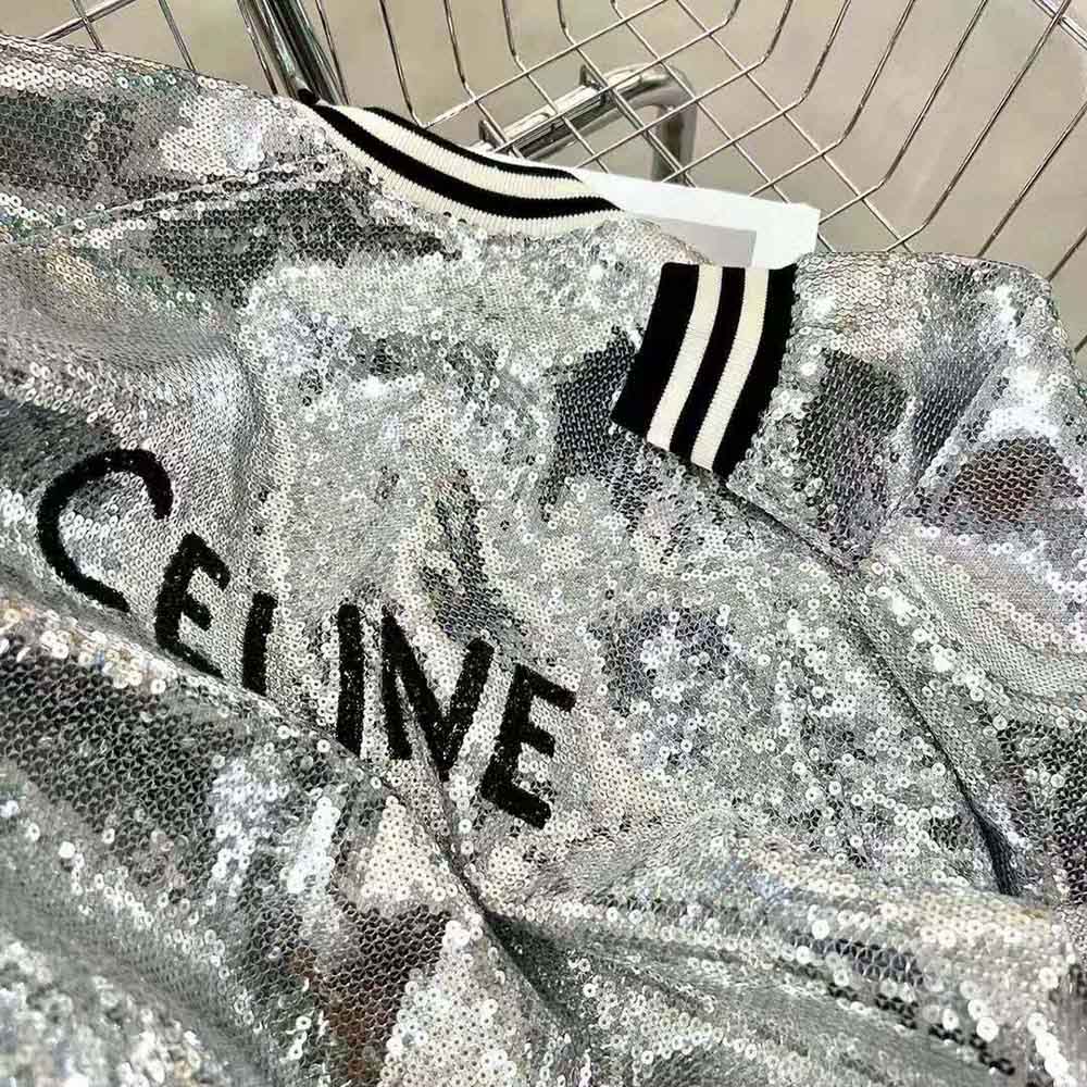 Celine Women Teddy Jacket in Cotton Fleece-Silver - image 10