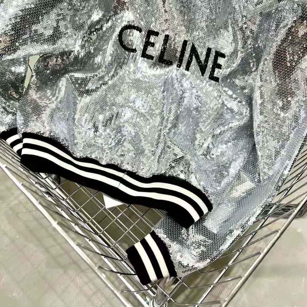 Celine Women Teddy Jacket in Cotton Fleece-Silver - image 8
