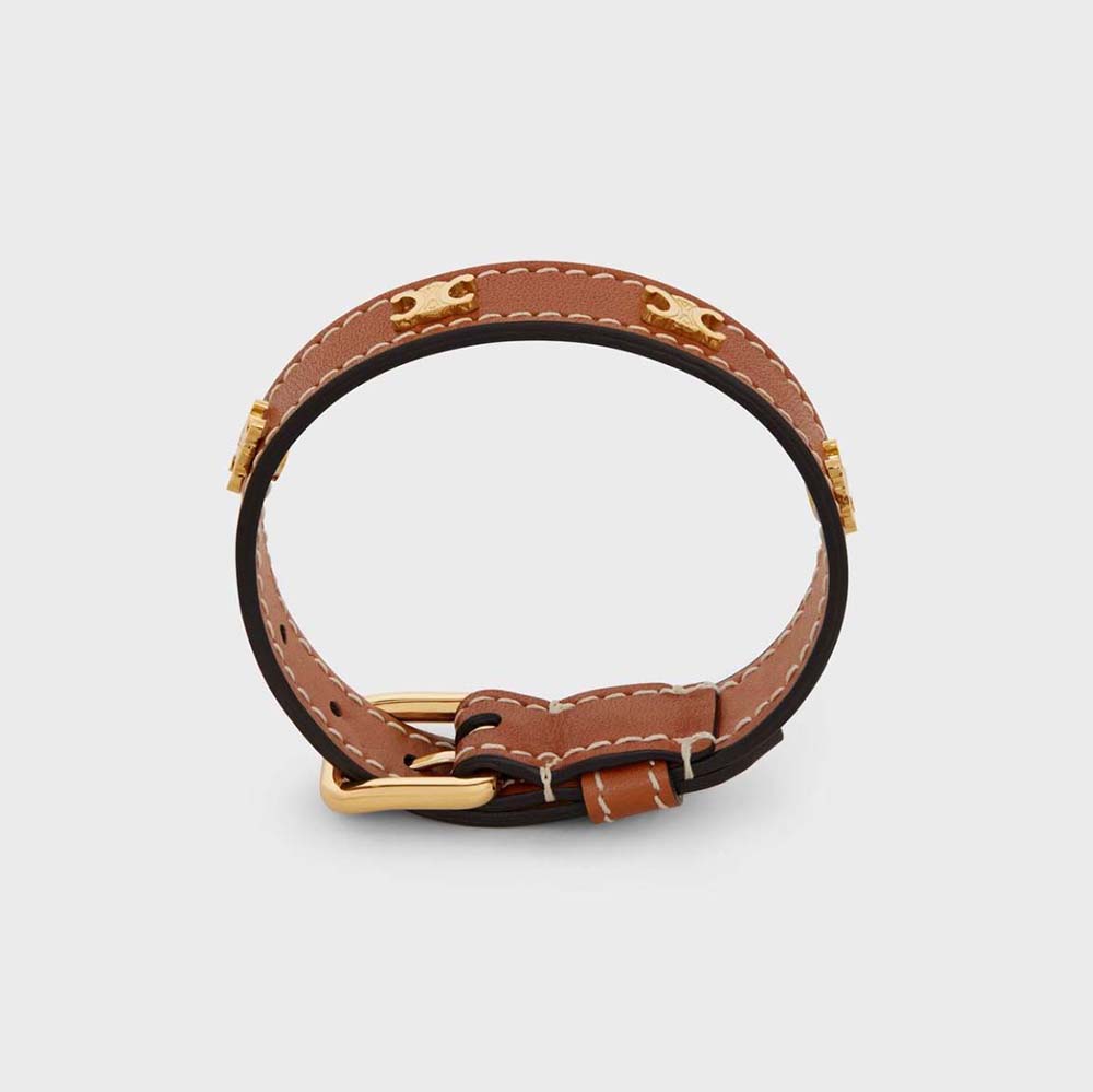 Close-up of Celine Women Triomphe Multi Leather Bracelet clasp detail