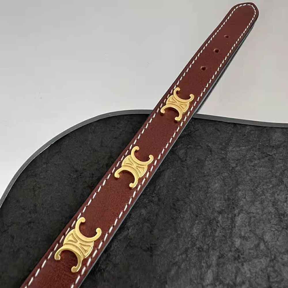 Celine Women Triomphe Multi Leather Bracelet in Brass with Gold Finish and Calfskin - image 4