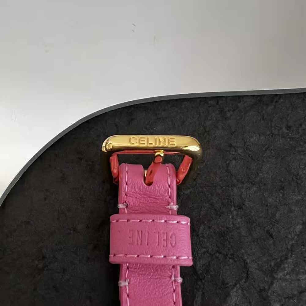 Celine Women Triomphe Multi Leather Bracelet in Brass with Gold Finish and Smooth Calfskin-Pink - image 4