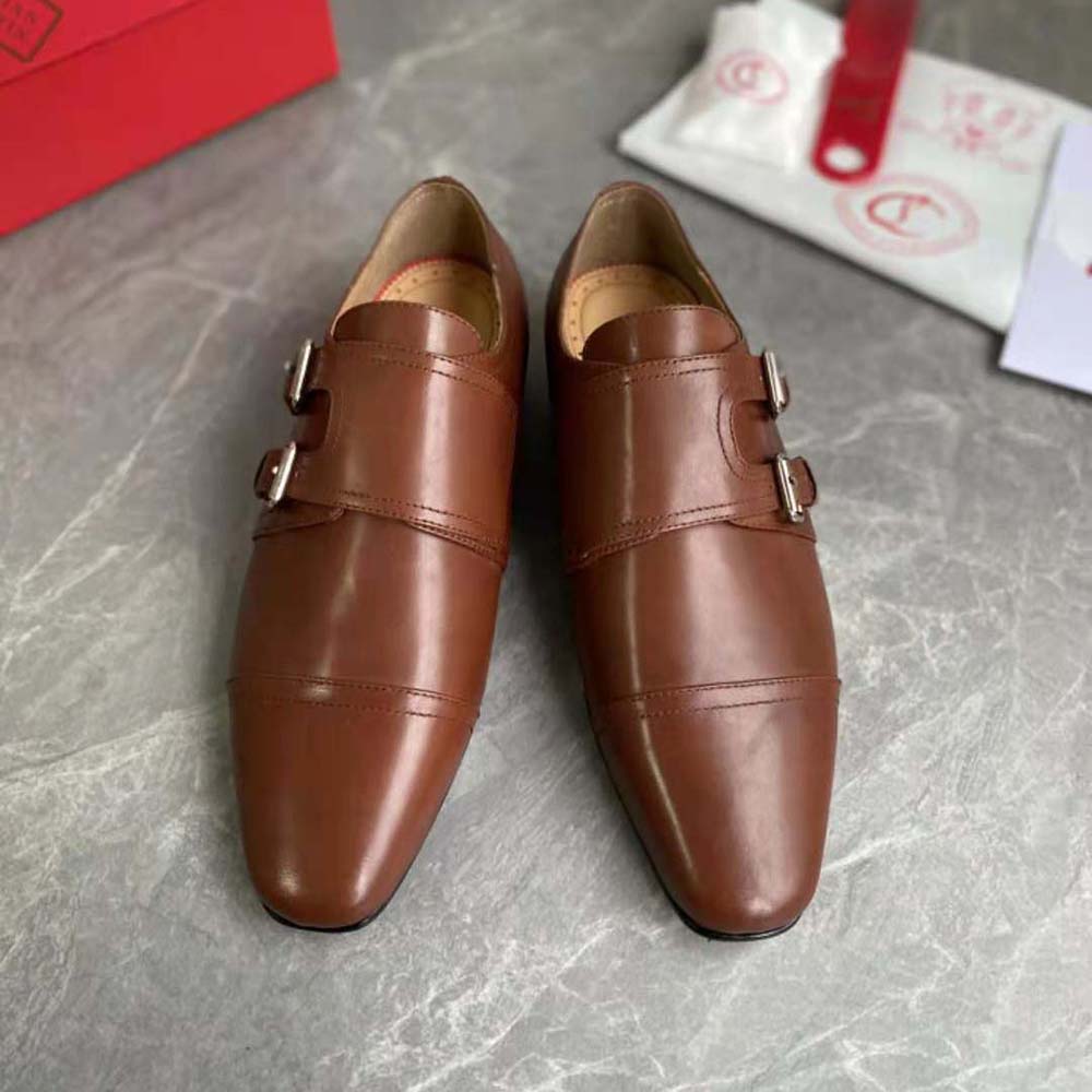 Close-up of signature red sole on Christian Louboutin Men Mortimer shoes