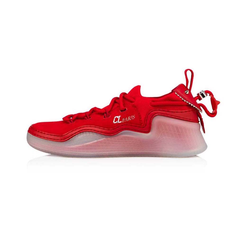 Side view of Christian Louboutin Women Arpoador Donna in Suede Leather-Red sneakers