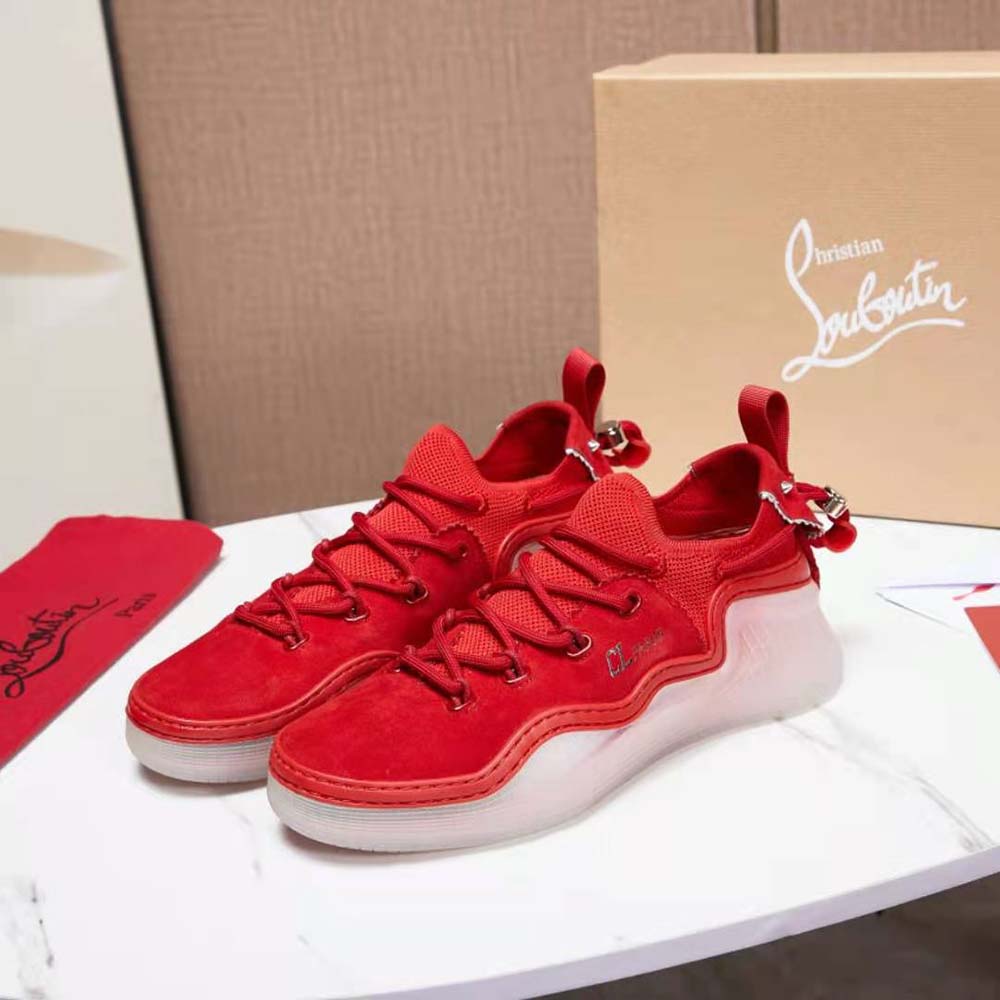 Overhead shot showing lace-up detail on Christian Louboutin Women Arpoador Donna sneakers