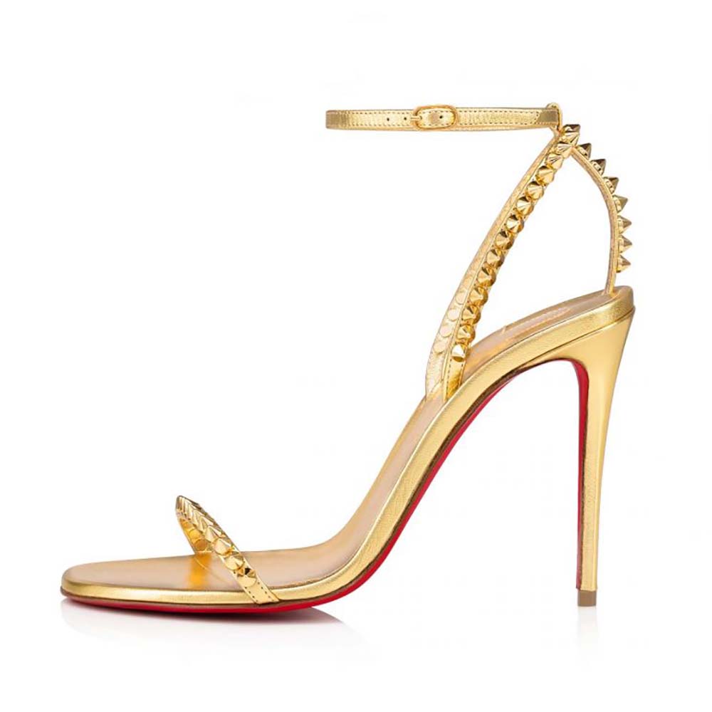 Side view of Christian Louboutin Women So Me 100 mm Heel Height-Gold sandal