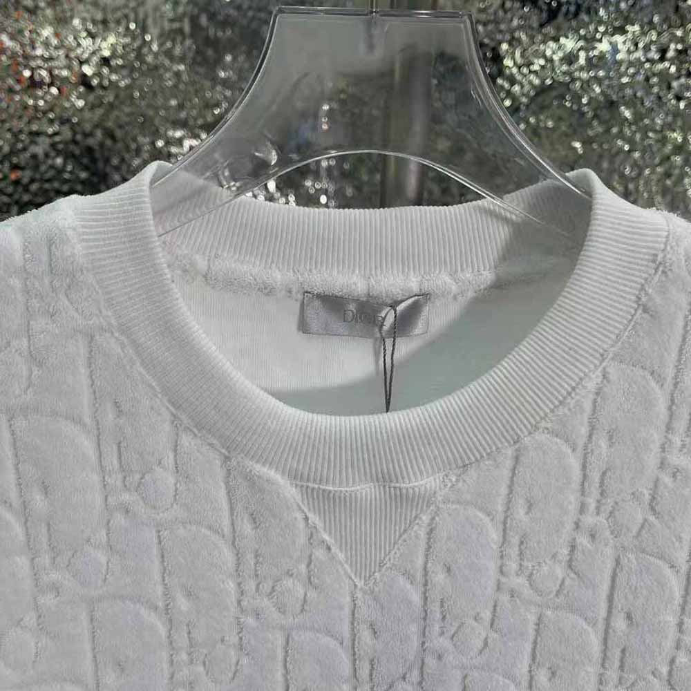 Dior Men Oblique T-shirt Relaxed Fit Off-White Terry Cotton Jacquard - image 5