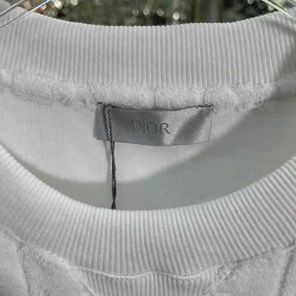 Dior Men Oblique T-shirt Relaxed Fit Off-White Terry Cotton Jacquard - image 6