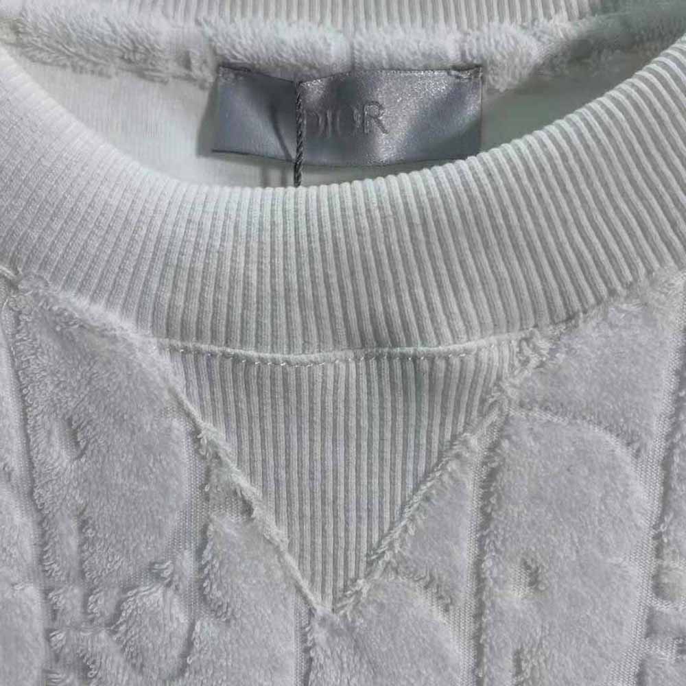 Dior Men Oblique T-shirt Relaxed Fit Off-White Terry Cotton Jacquard - image 8