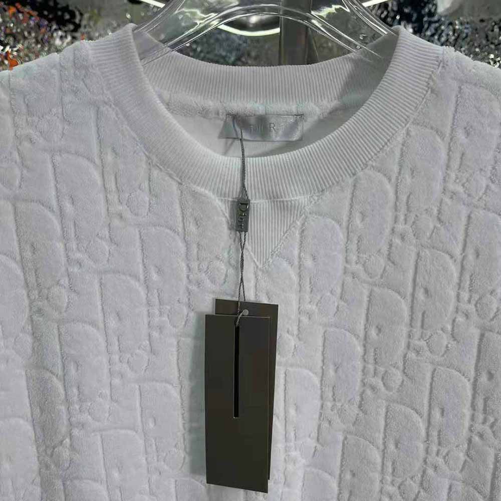Dior Men Oblique T-shirt Relaxed Fit Off-White Terry Cotton Jacquard - image 4