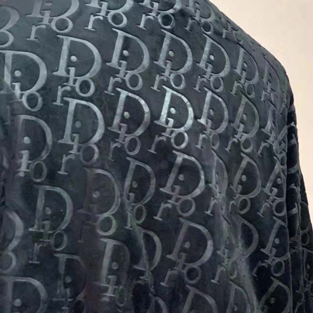 Dior Men Unisize Oblique Bathrobe In Terry Cotton Jacquard-Black - image 6