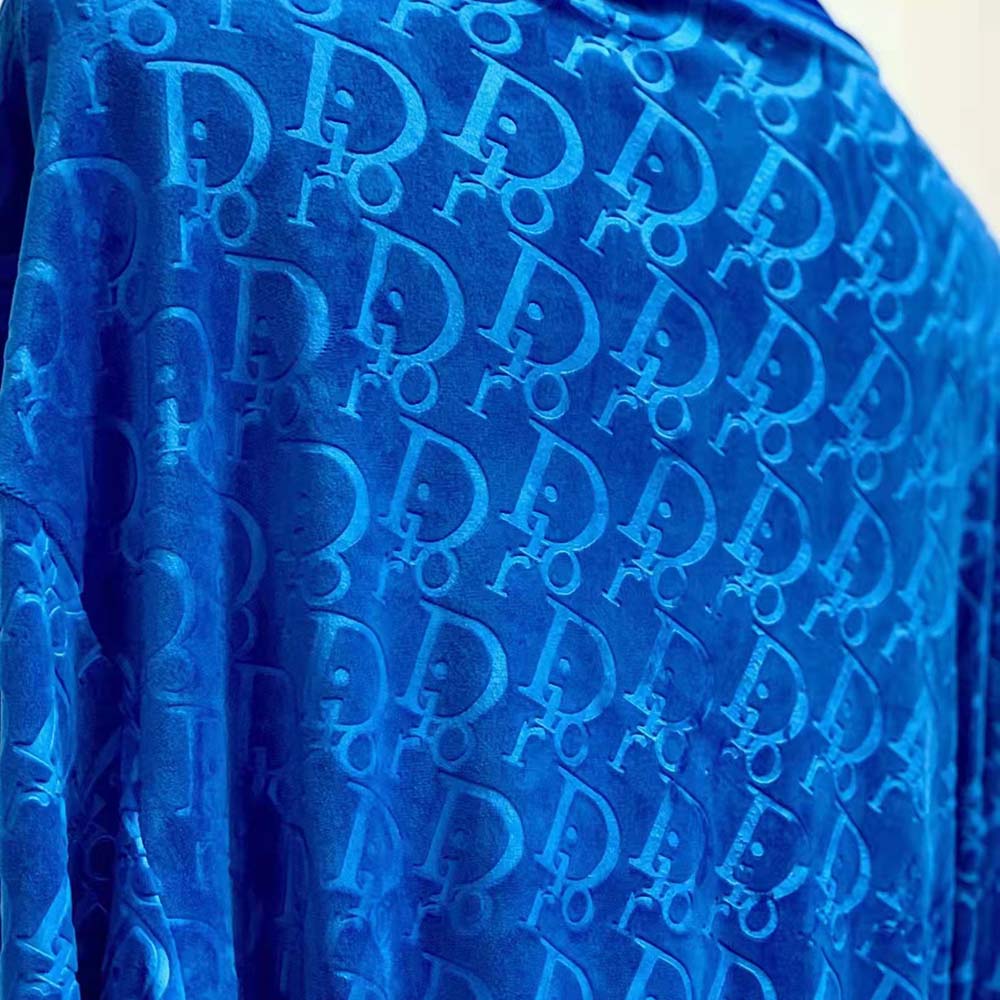 Dior Men Unisize Oblique Bathrobe In Terry Cotton Jacquard-Blue - image 7