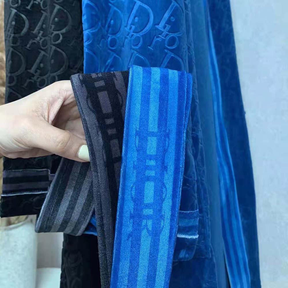 Dior Men Unisize Oblique Bathrobe In Terry Cotton Jacquard-Blue - image 8