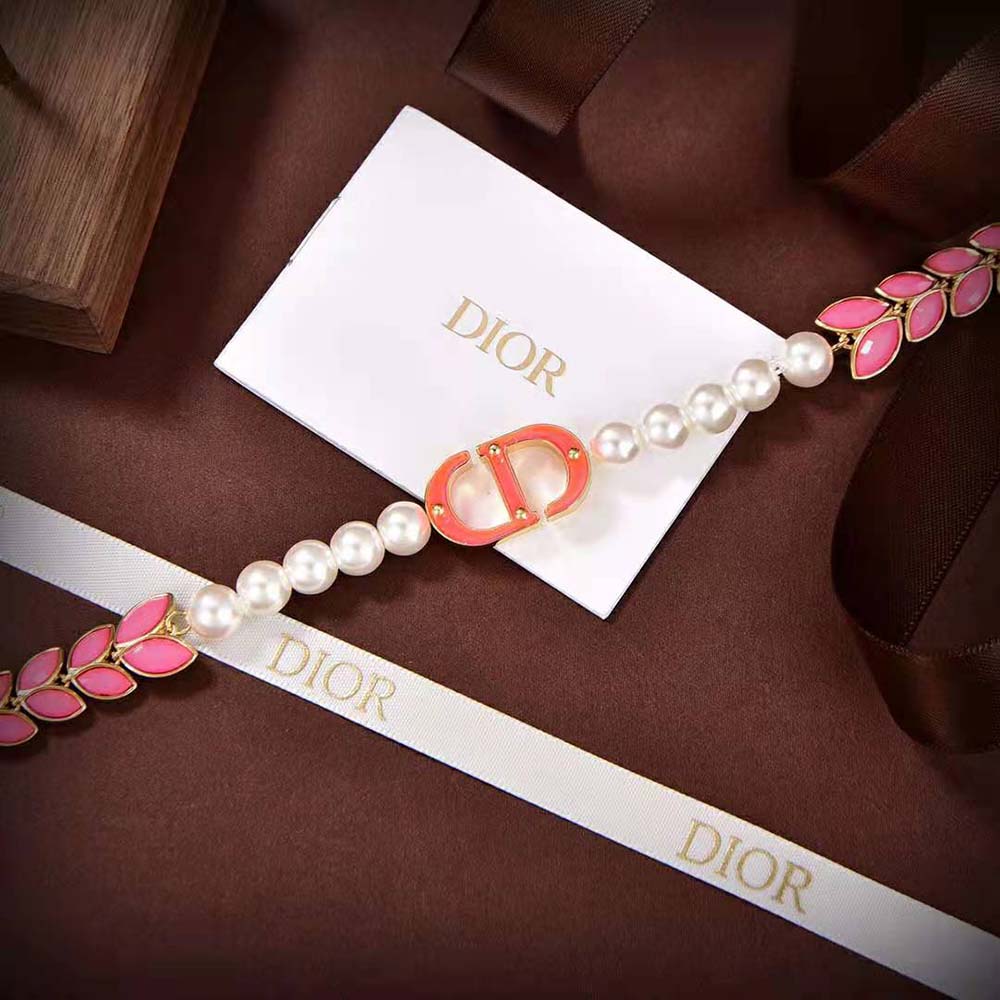 Dior Women 30 Montaigne Necklace Gold-Finish Metal with White Resin Pearls - image 5