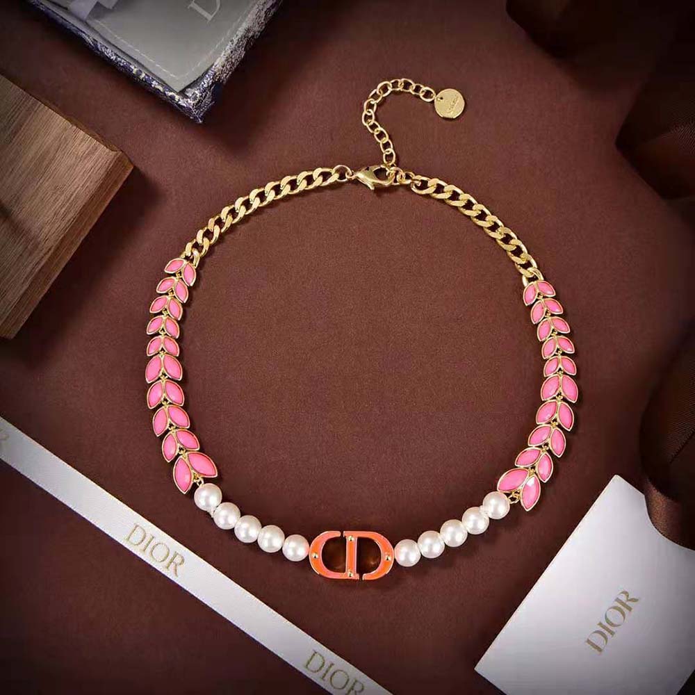 Dior Women 30 Montaigne Necklace Gold-Finish Metal with White Resin Pearls - image 4