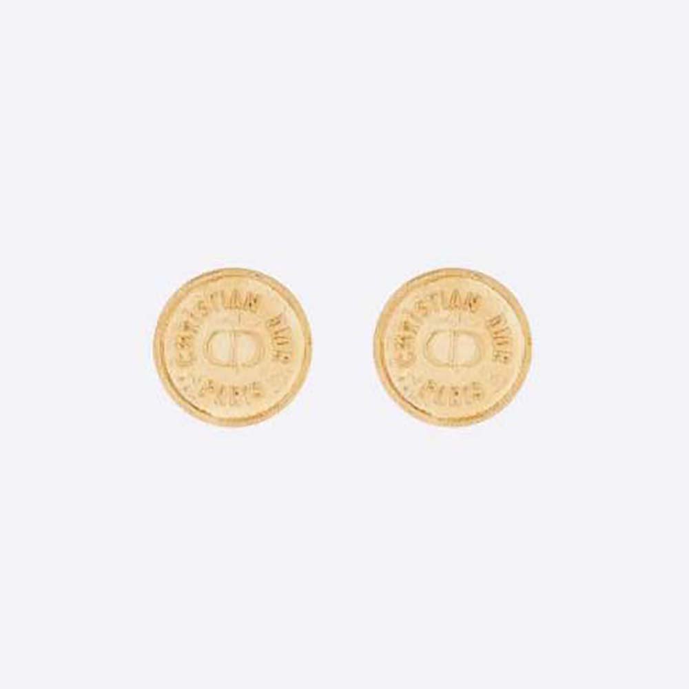 Front view of Dior Women 30 Montaigne Stud Earrings Gold-Finish Metal