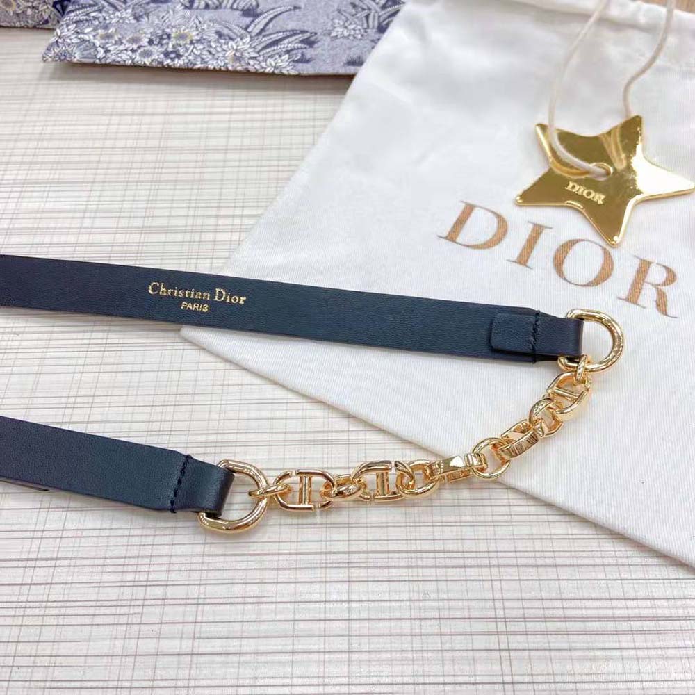 Dior Women Caro Belt Black Smooth Calfskin with Shiny Gold-Finish Metal 15 MM - image 9