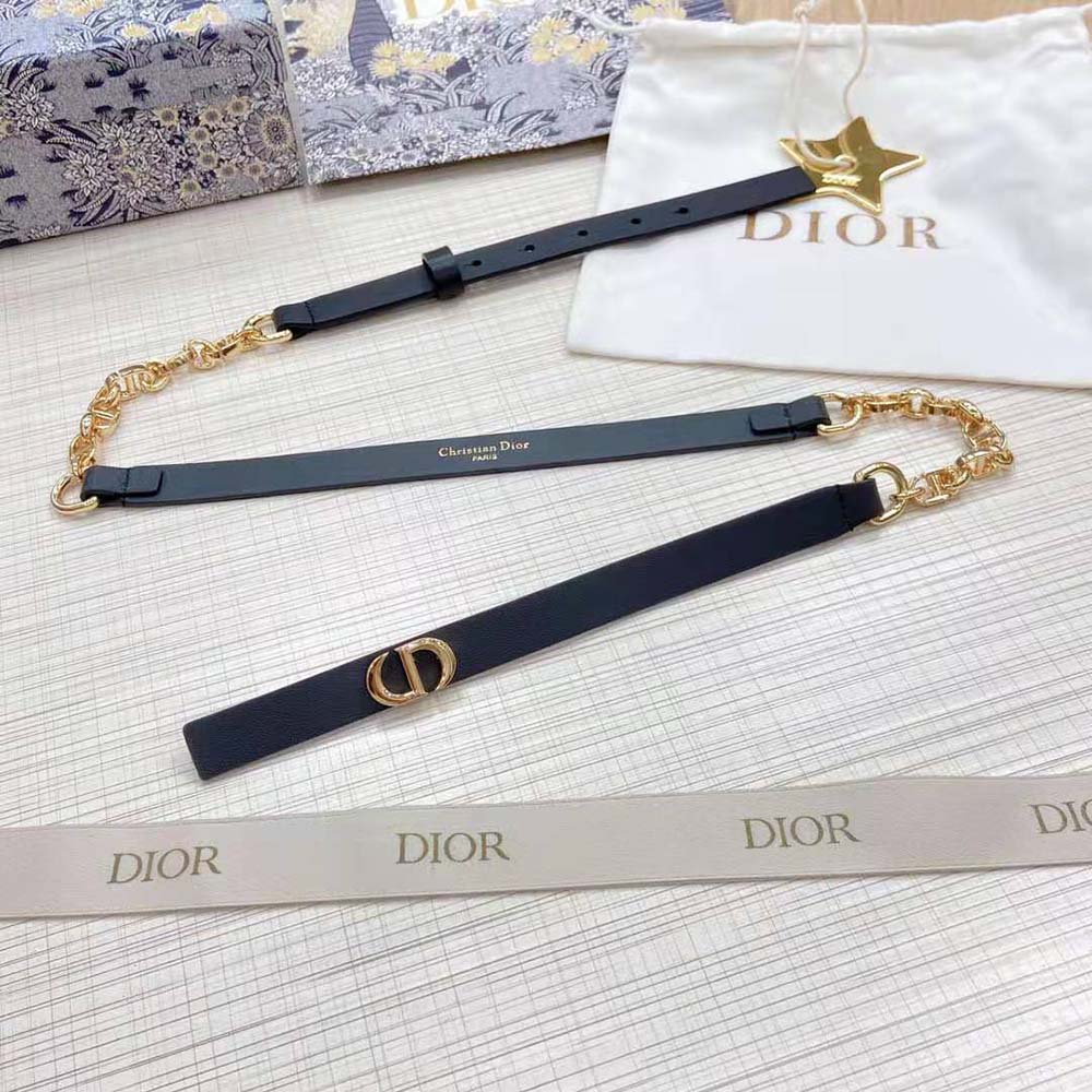 Dior Women Caro Belt Black Smooth Calfskin with Shiny Gold-Finish Metal 15 MM - image 4