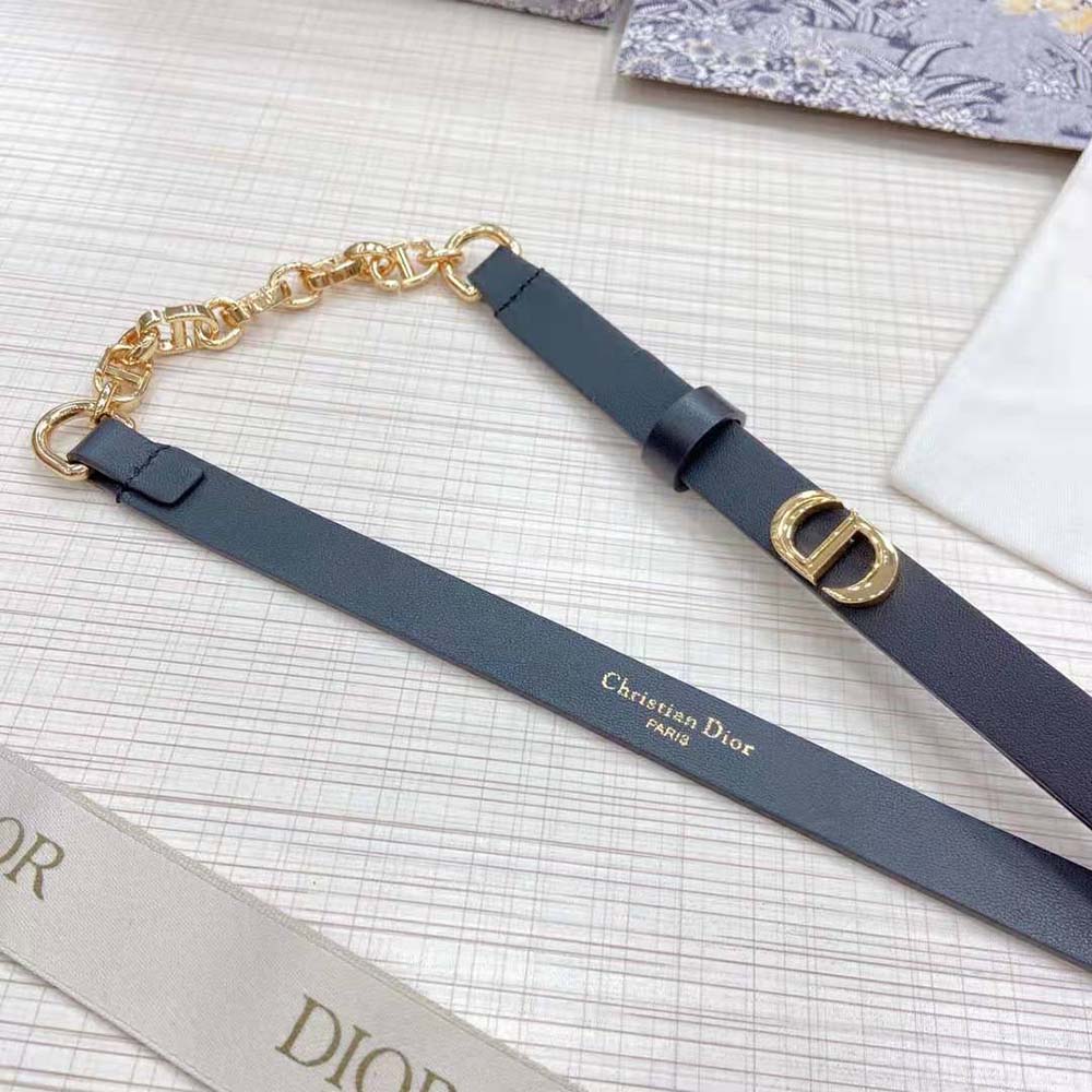 Dior Women Caro Belt Black Smooth Calfskin with Shiny Gold-Finish Metal 15 MM - image 8