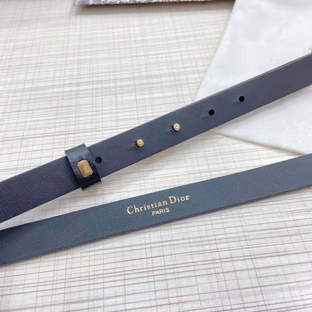 Dior Women Caro Belt Black Smooth Calfskin with Shiny Gold-Finish Metal 15 MM - image 7