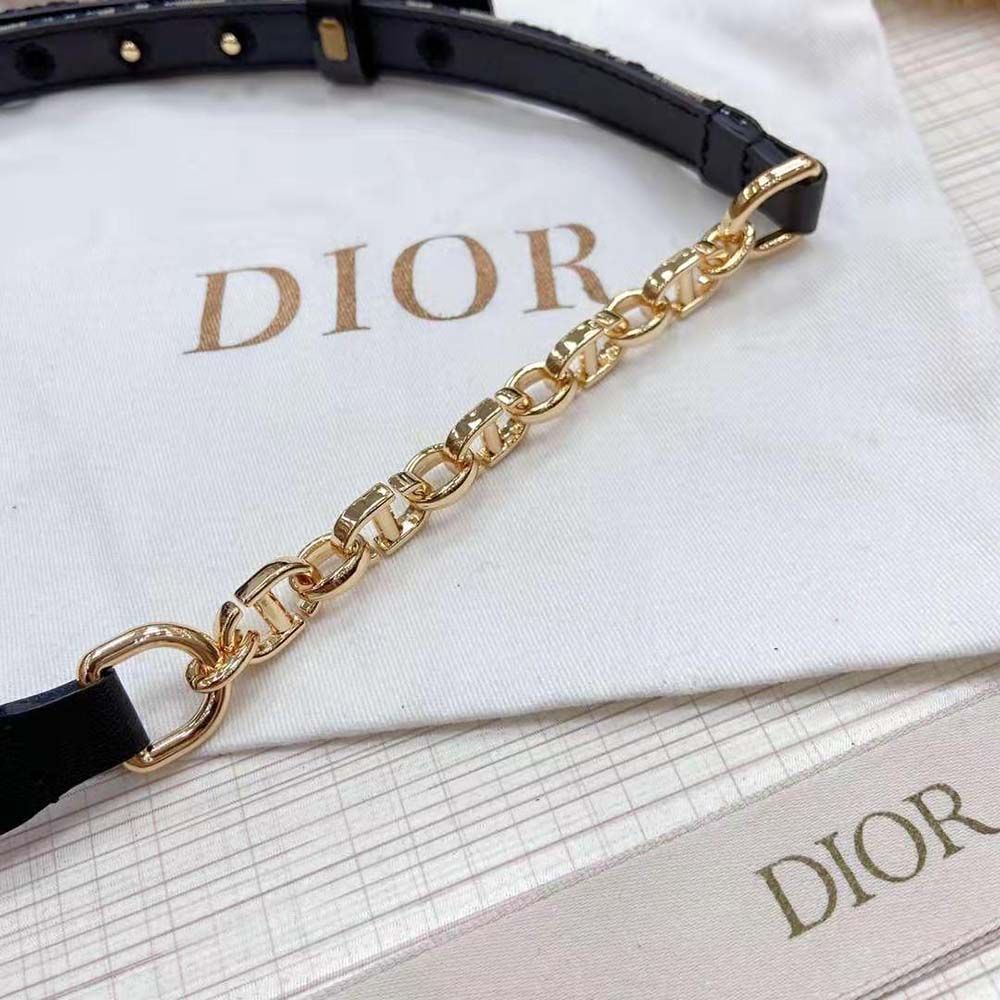 Dior Women Caro Belt Blue Dior Oblique Jacquard with Shiny Gold-Finish Metal 15 MM - image 6