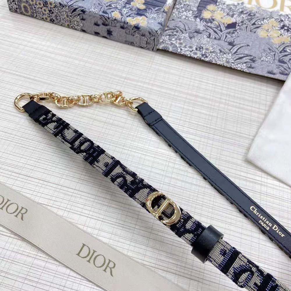 Dior Women Caro Belt Blue Dior Oblique Jacquard with Shiny Gold-Finish Metal 15 MM - image 10