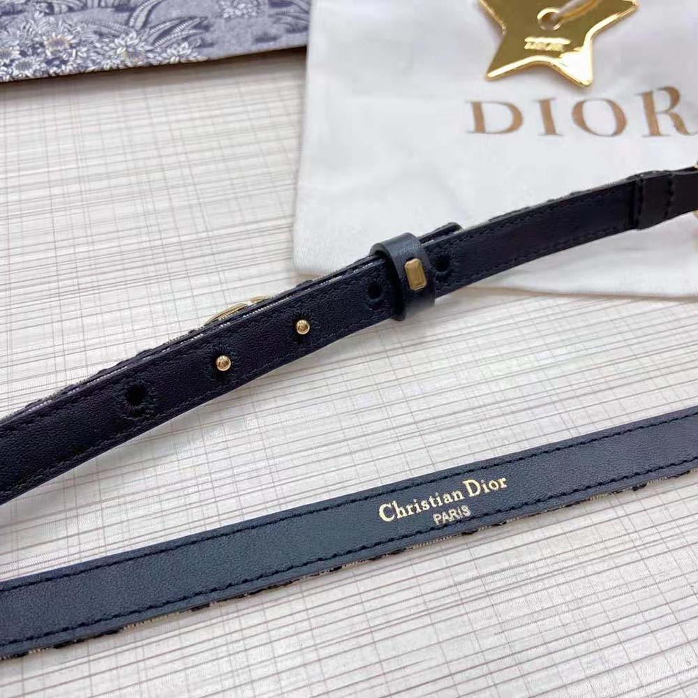 Dior Women Caro Belt Blue Dior Oblique Jacquard with Shiny Gold-Finish Metal 15 MM - image 8