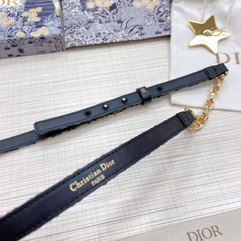 Dior Women Caro Belt Blue Dior Oblique Jacquard with Shiny Gold-Finish Metal 15 MM - image 7