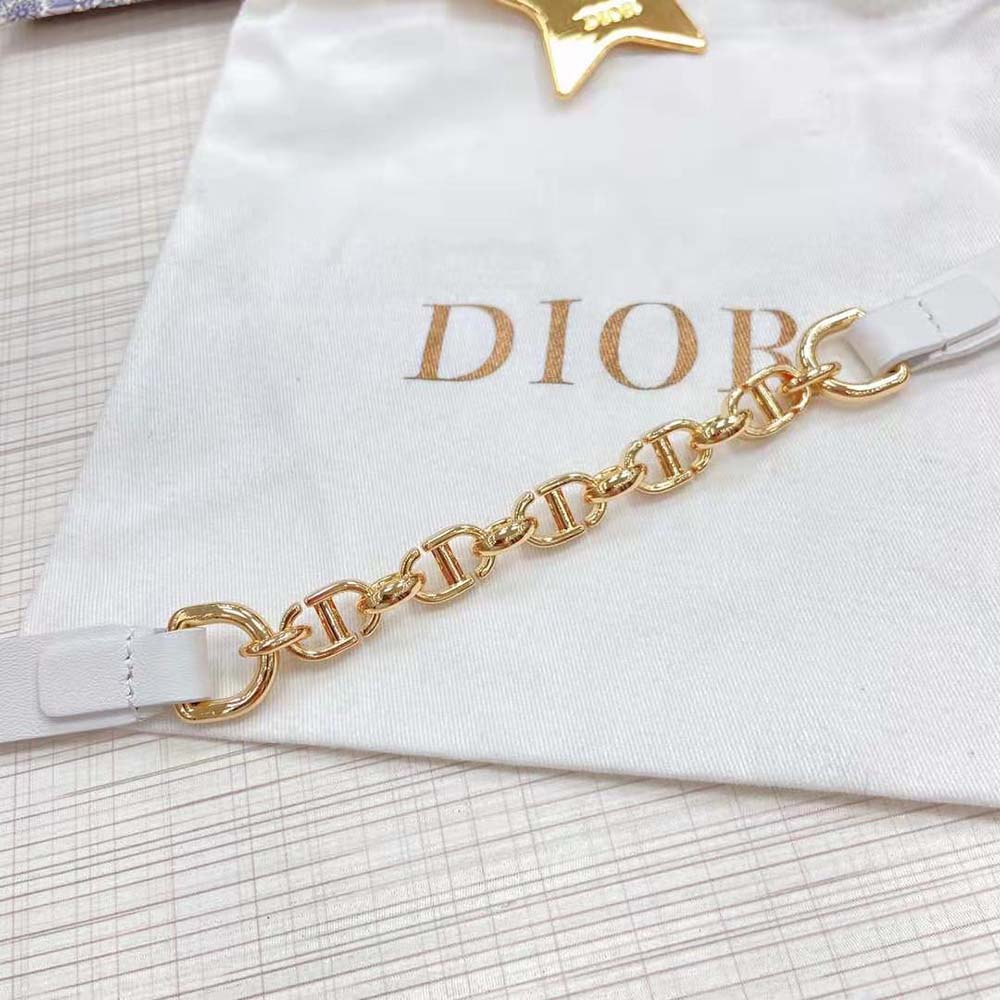 Dior Women Caro Belt White Smooth Calfskin with Shiny Gold-Finish Metal 15 MM - image 9
