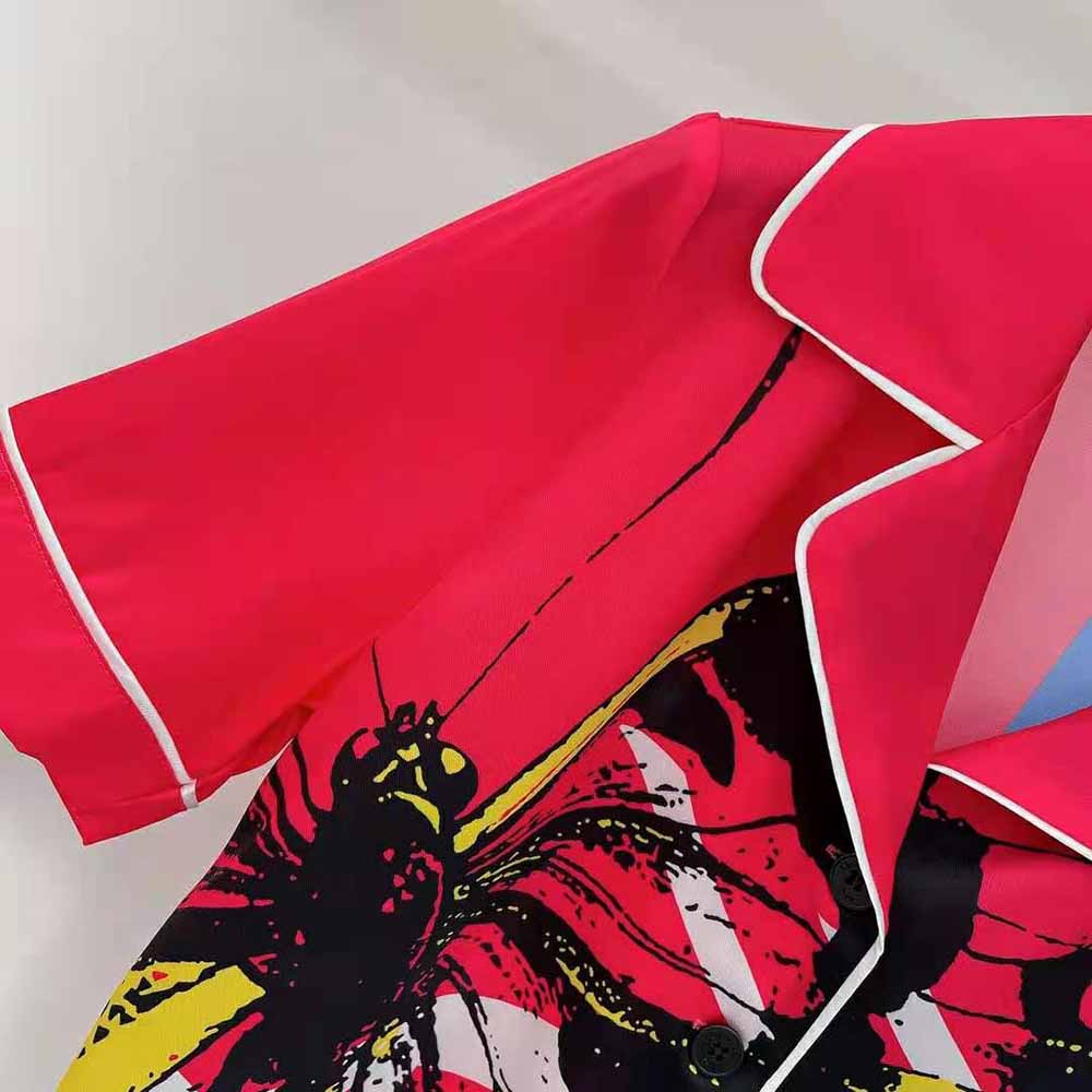 Dior Women Chez Moi Short-Sleeved Shirt Bright Pink and Fluorescent Blue D-Jungle Pop Silk Twill - image 6