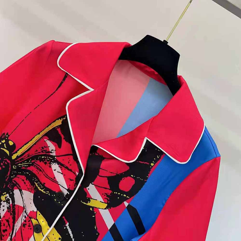 Dior Women Chez Moi Short-Sleeved Shirt Bright Pink and Fluorescent Blue D-Jungle Pop Silk Twill - image 5