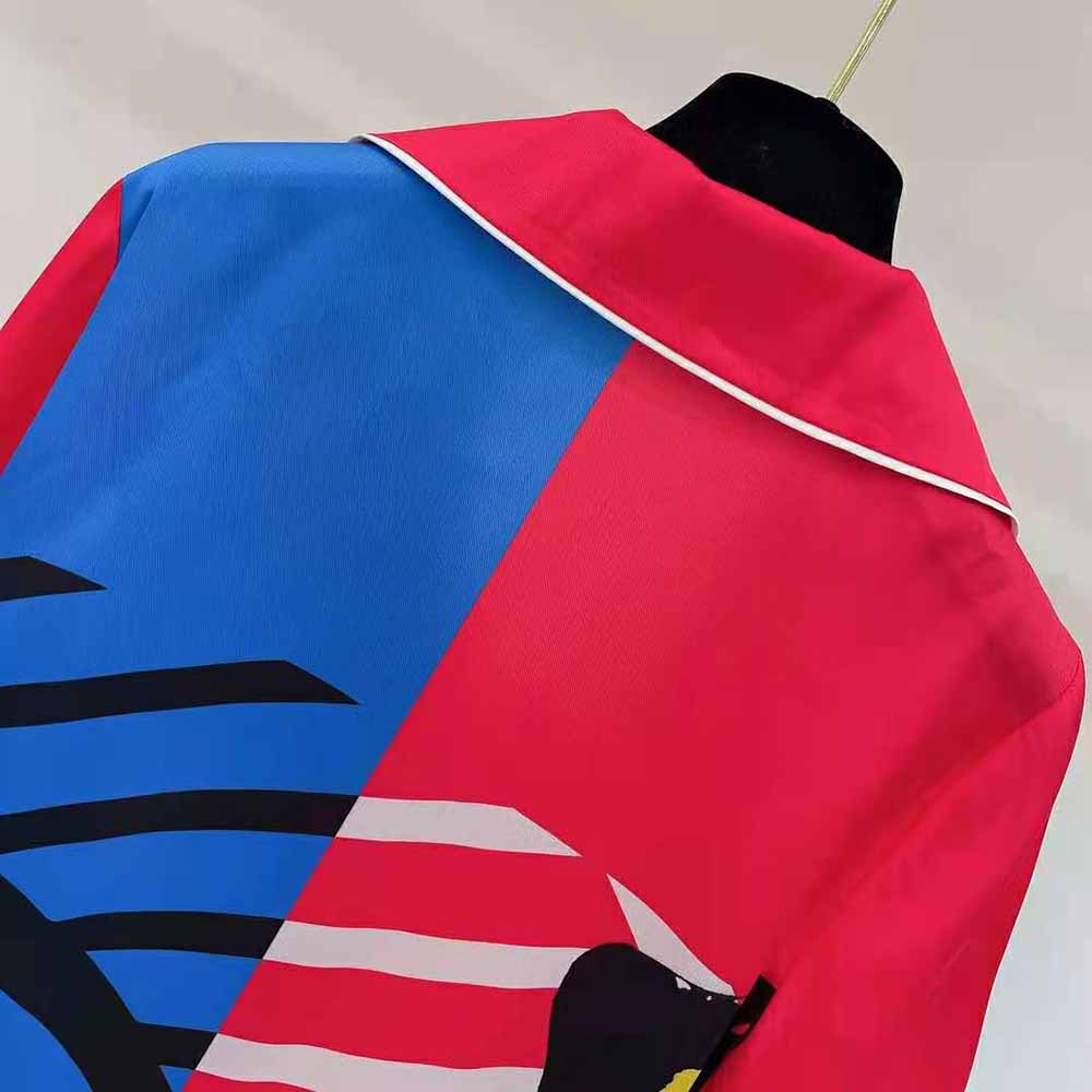 Dior Women Chez Moi Short-Sleeved Shirt Bright Pink and Fluorescent Blue D-Jungle Pop Silk Twill - image 8