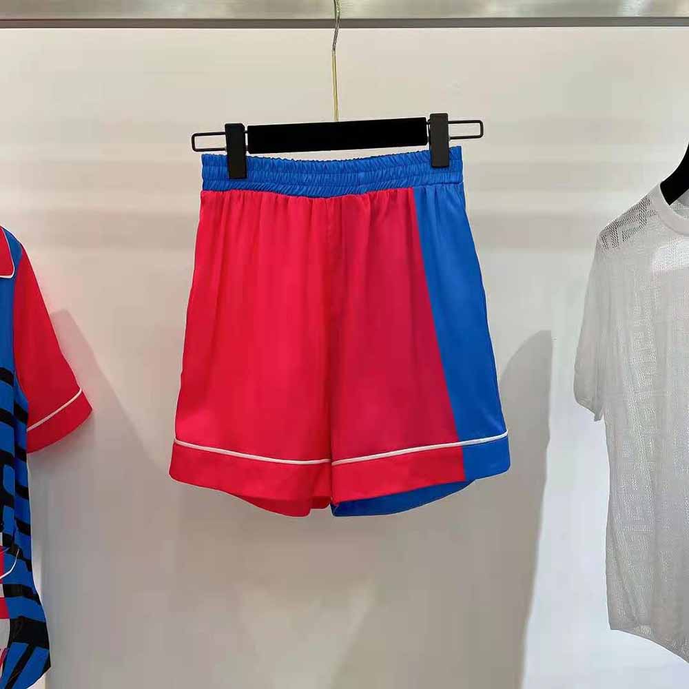 Close-up detail of silk twill fabric on Dior Women Chez Moi Shorts