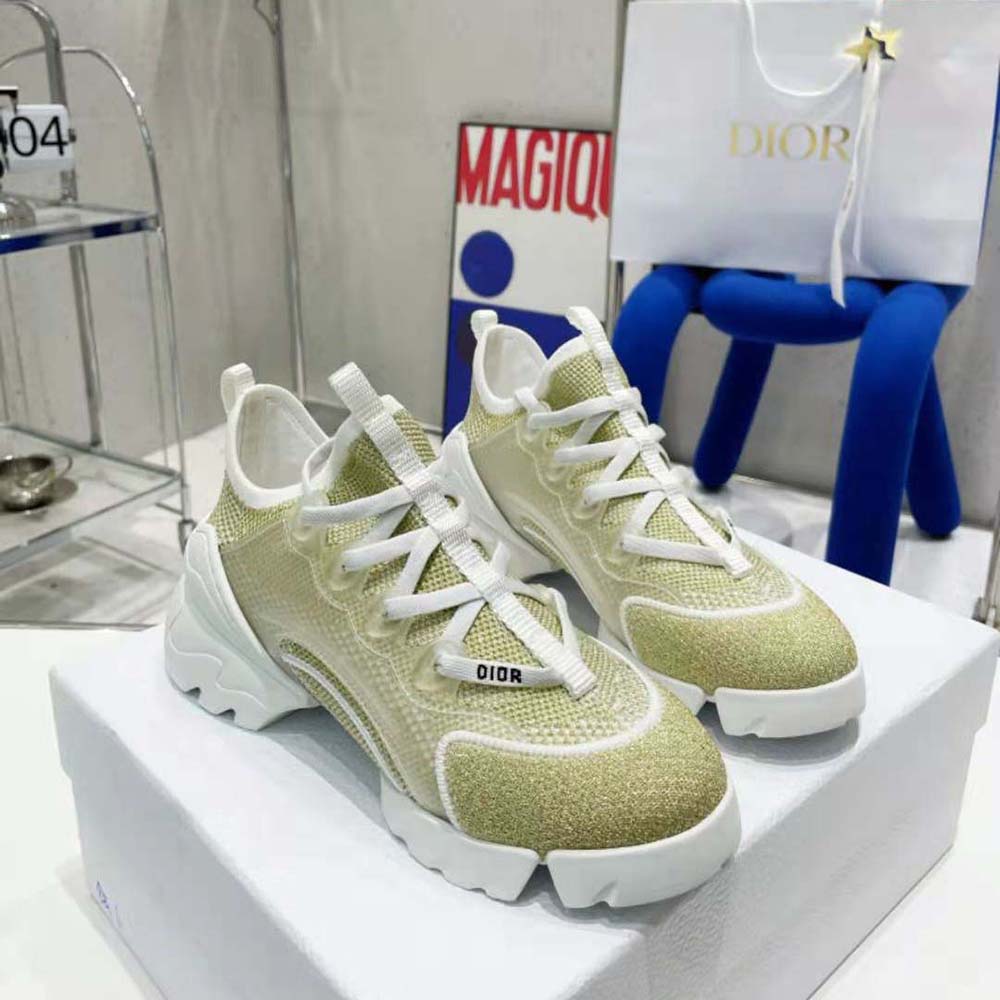 Top view showing lace closure and mesh texture on Dior Women D-Connect Sneaker