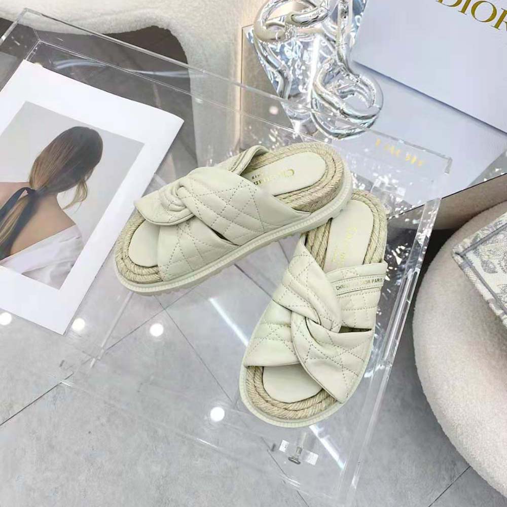 Dior Women Dtwist Slide White Cannage Lambskin - image 4