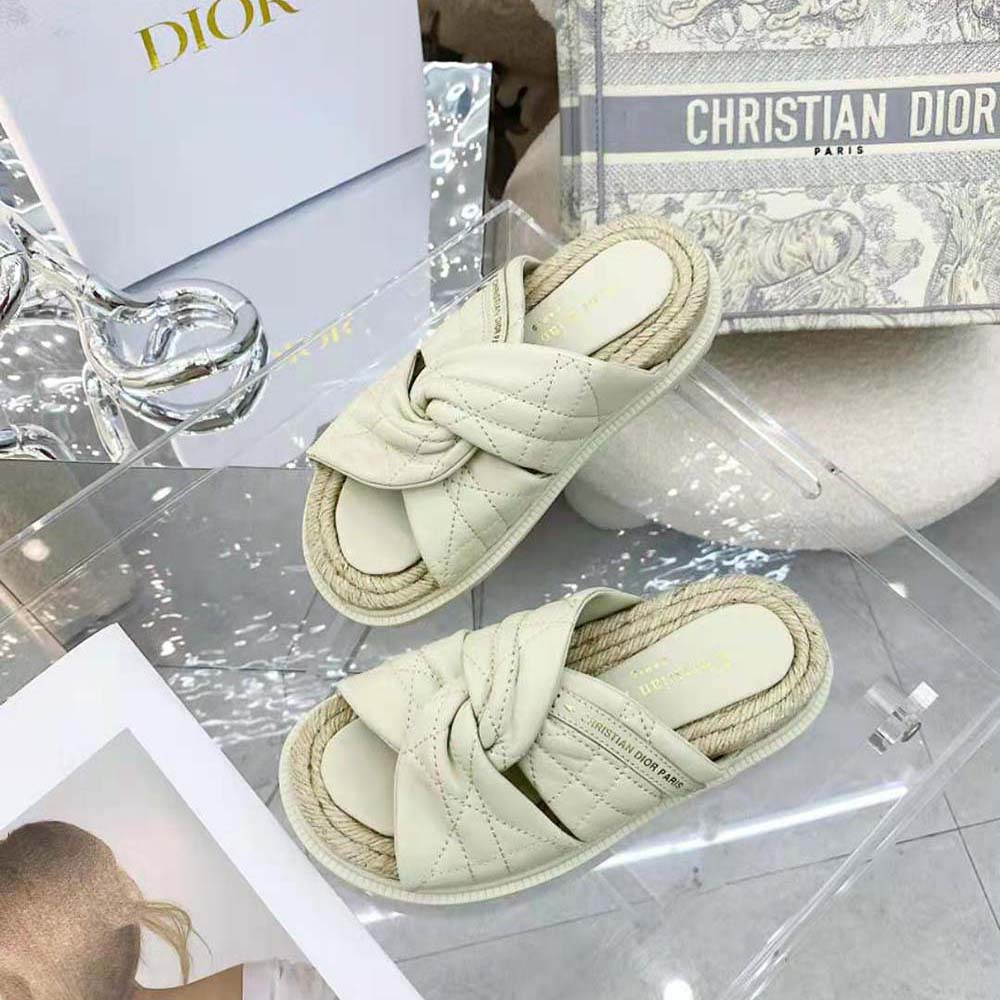 Dior Women Dtwist Slide White Cannage Lambskin - image 5
