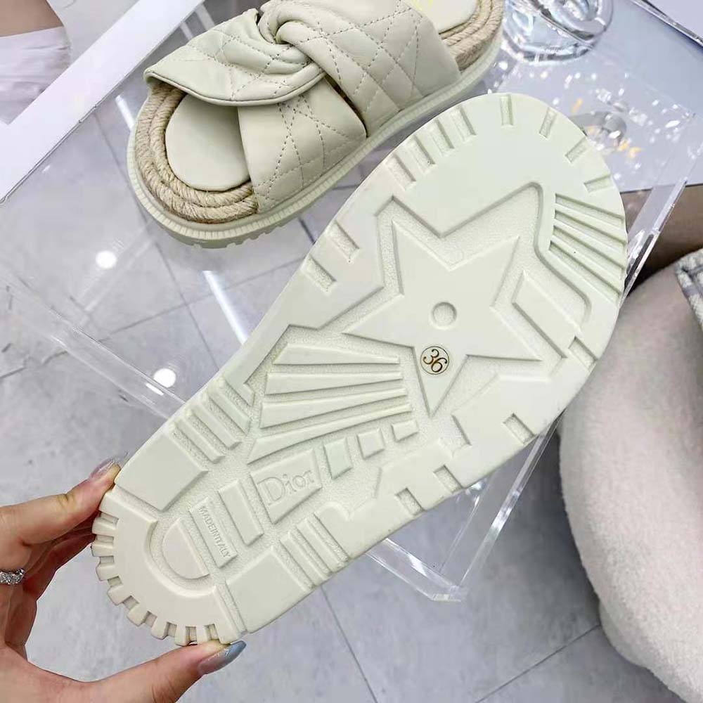 Dior Women Dtwist Slide White Cannage Lambskin - image 8