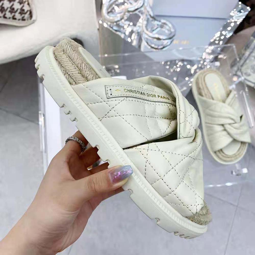 Dior Women Dtwist Slide White Cannage Lambskin - image 7
