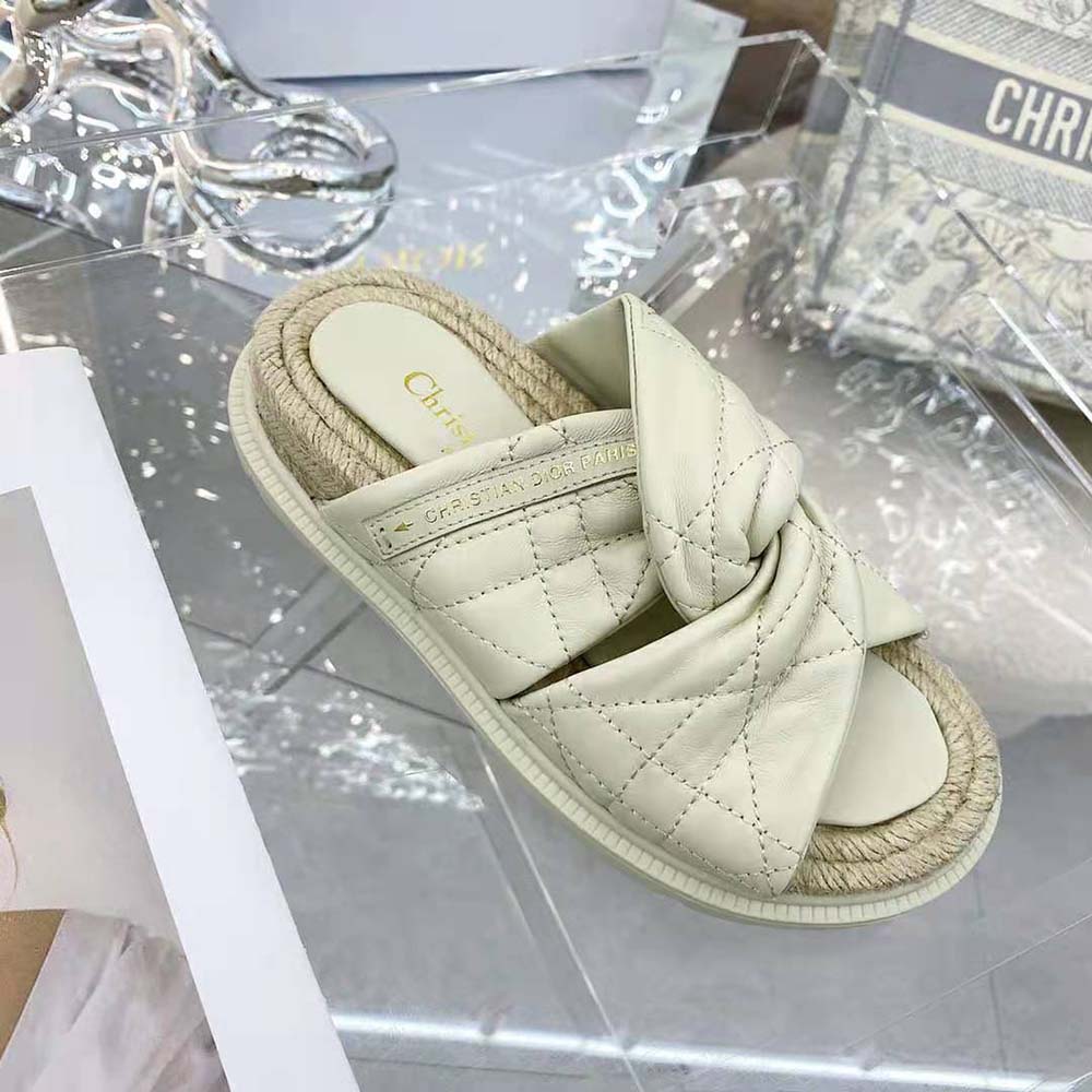 Dior Women Dtwist Slide White Cannage Lambskin - image 6