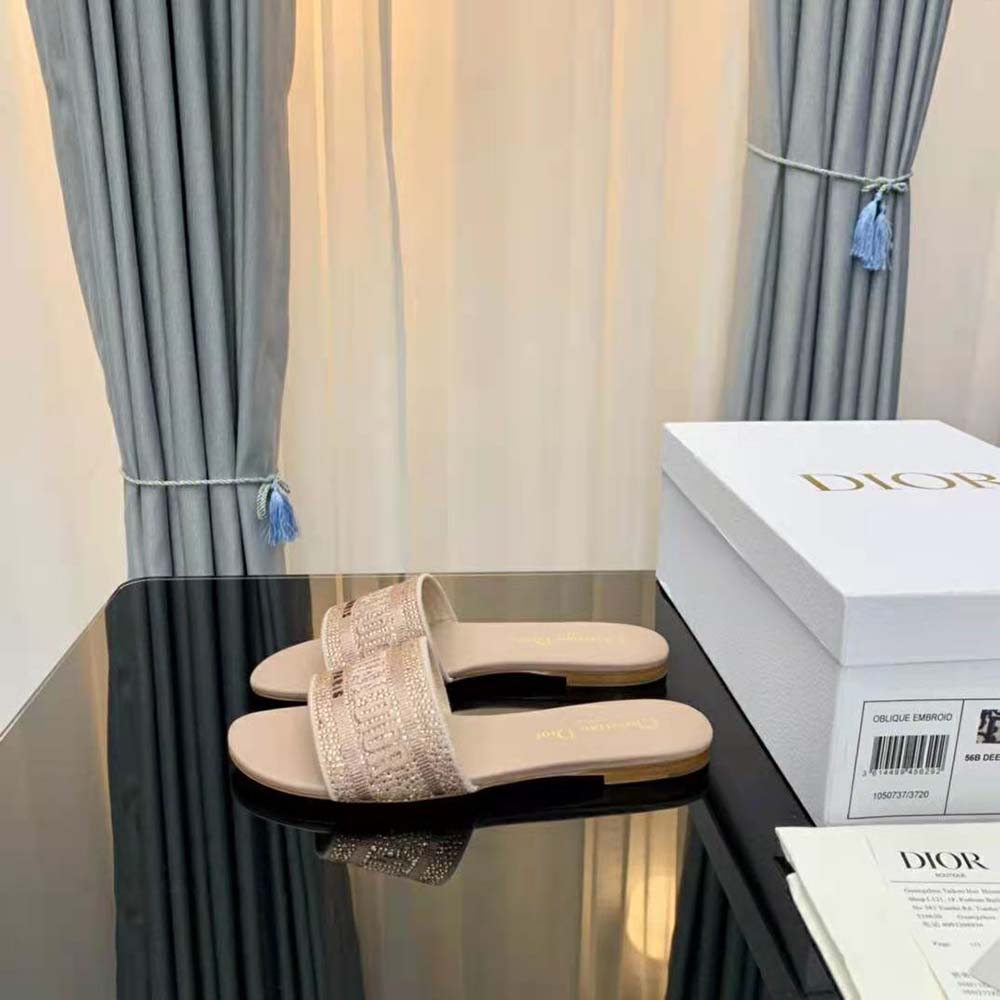Dior Women Dway Slide Rose Des Vents Cotton Embroidered with Metallic Thread and Strass - image 7