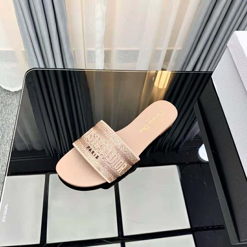 Dior Women Dway Slide Rose Des Vents Cotton Embroidered with Metallic Thread and Strass - image 8